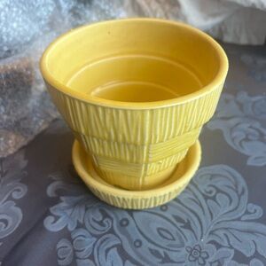 Vintage McCoy Yellow Basketweave Planter